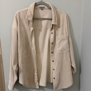 Wishlist Beige Corduroy Button-Down Shirt Jacket